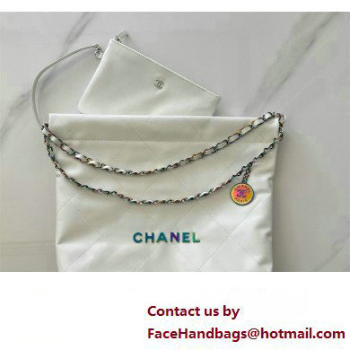 Chanel Shiny Calfskin & Rainbow Metal White 22 Small Handbag AS3260 2024